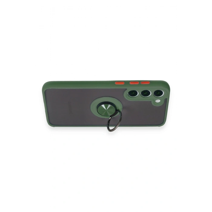 Newface Samsung Galaxy S23 Plus Kılıf Montreal Yüzüklü Silikon Kapak - Yeşil