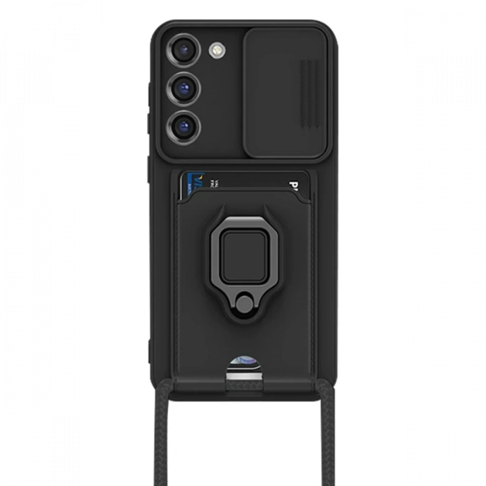Newface Samsung Galaxy S23 Plus Kılıf Zuma Kartvizitli Yüzüklü Silikon - Siyah