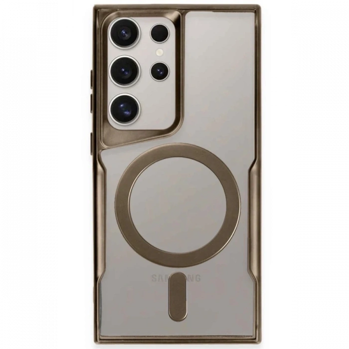 Newface Samsung Galaxy S23 Ultra Kılıf Boyi Magsafe Silikon Kapak - Kahverengi