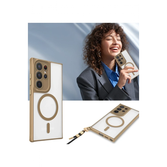 Newface Samsung Galaxy S23 Ultra Kılıf Enka Magsafe Silikon Kılıf - Titan Gri