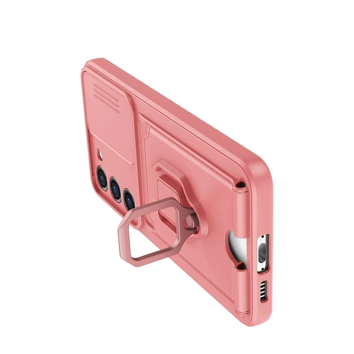 Newface Samsung Galaxy S24 Plus Kılıf Zuma Kartvizitli Yüzüklü Silikon - Pembe