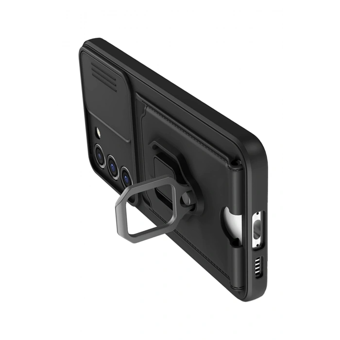 Newface Samsung Galaxy S24 Plus Kılıf Zuma Kartvizitli Yüzüklü Silikon - Siyah