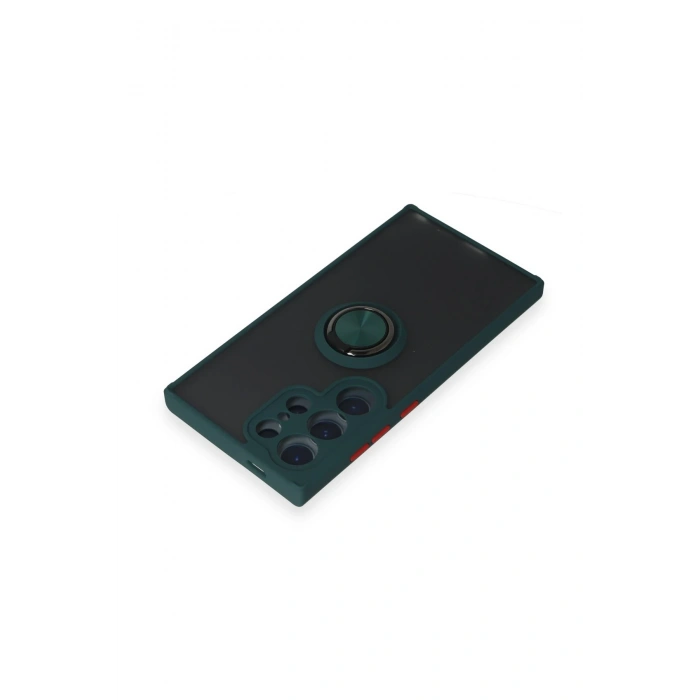 Newface Samsung Galaxy S24 Ultra Kılıf Montreal Yüzüklü Silikon Kapak - Yeşil