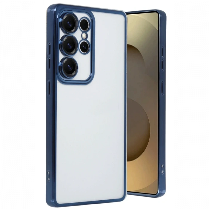 Newface Samsung Galaxy S24 Ultra Kılıf Razer Lensli Silikon - Lacivert