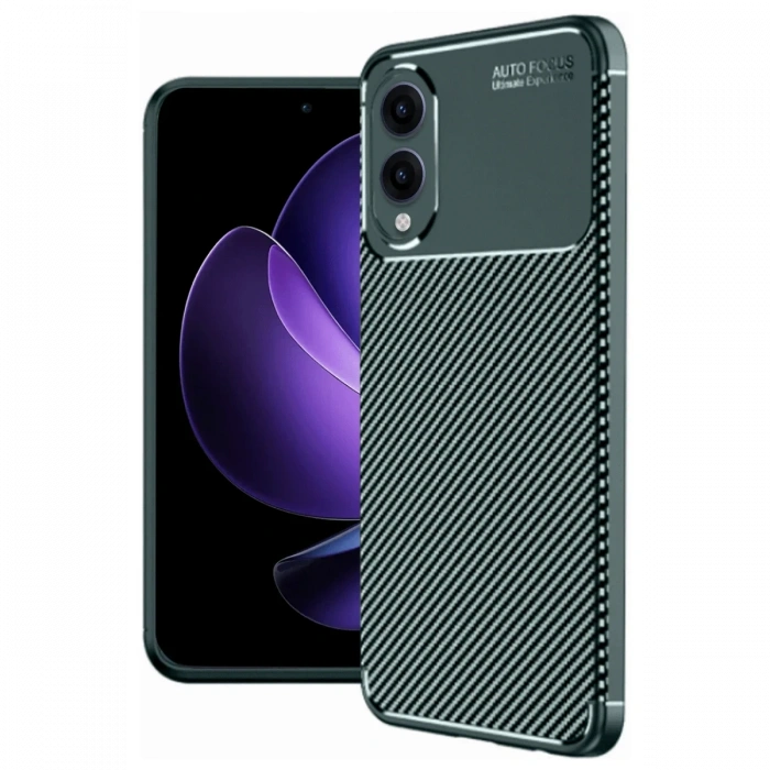 Newface Samsung Galaxy S25 Edge Kılıf Auto Focus Karbon Kapak - Koyu Yeşil