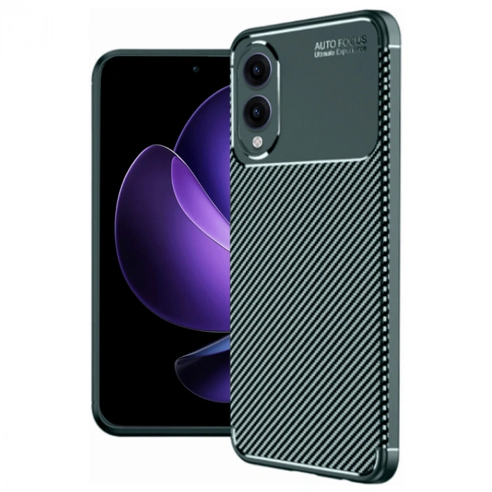 Newface Samsung Galaxy S25 Edge Kılıf Auto Focus Karbon Kapak - Koyu Yeşil