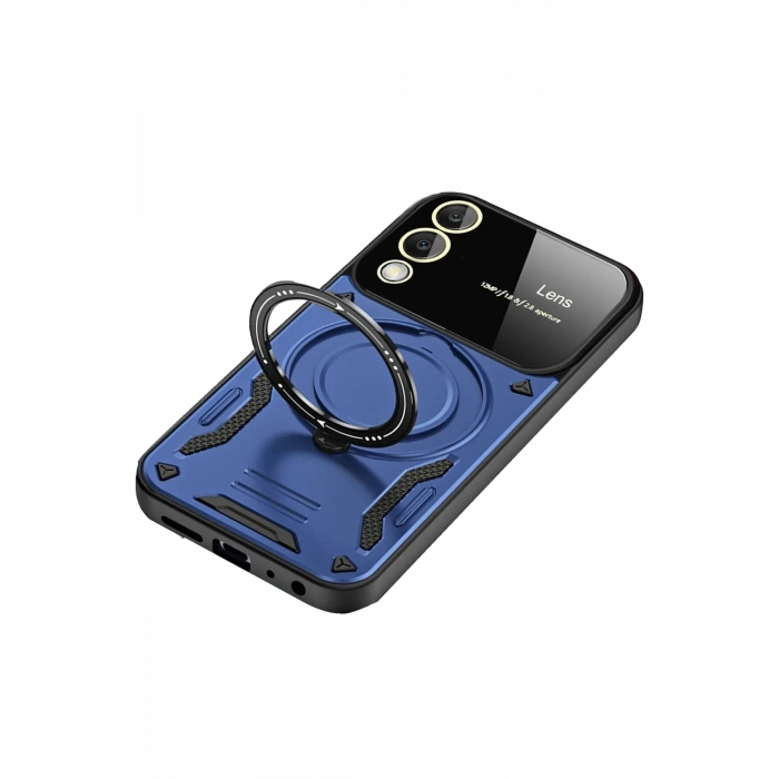 Newface Samsung Galaxy S25 Edge Kılıf Joy Lens Standlı Kapak - Lacivert