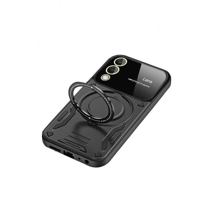 Newface Samsung Galaxy S25 Edge Kılıf Joy Lens Standlı Kapak - Siyah