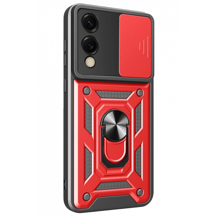 Newface Samsung Galaxy S25 Edge Pars Lens Yüzüklü Silikon - Kırmızı