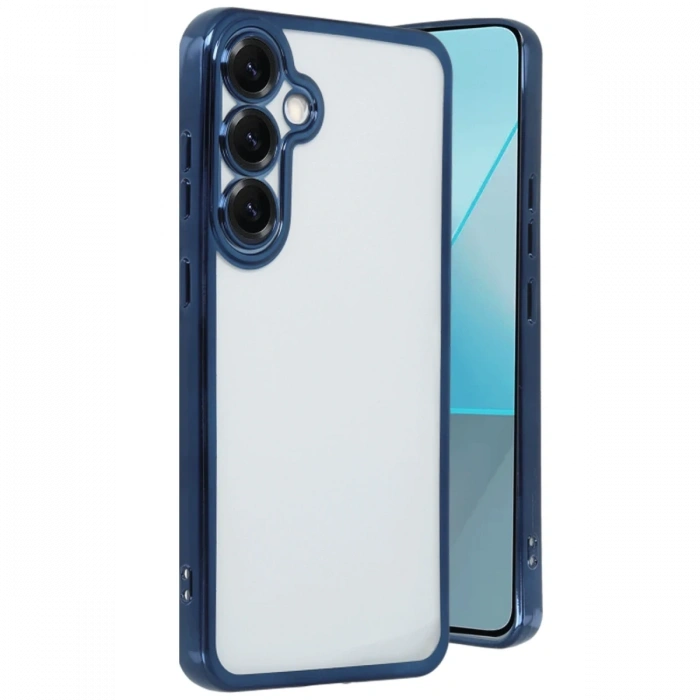 Newface Samsung Galaxy S25 Kılıf Razer Lensli Silikon - Lacivert