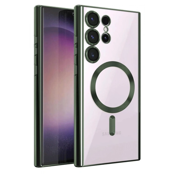 Newface Samsung Galaxy S25 Ultra Kılıf Kross Magneticsafe Kapak - Koyu Yeşil