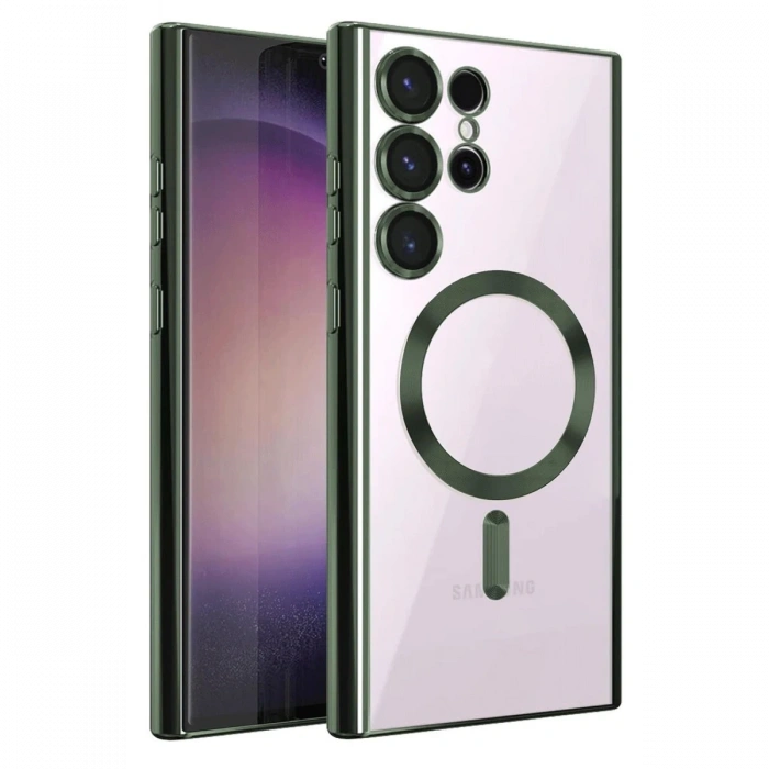 Newface Samsung Galaxy S25 Ultra Kılıf Kross Magneticsafe Kapak - Koyu Yeşil