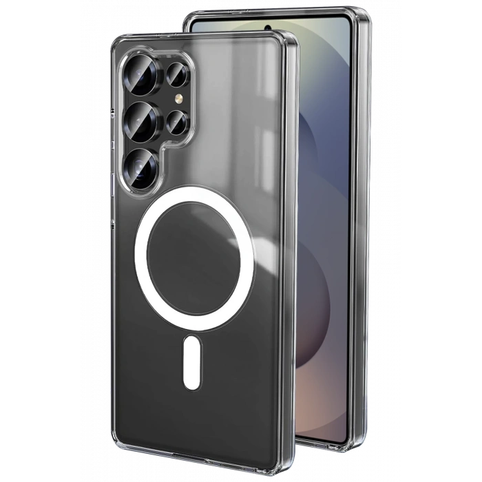 Newface Samsung Galaxy S25 Ultra Kılıf Magneticsafe Şeffaf Silikon - Şeffaf