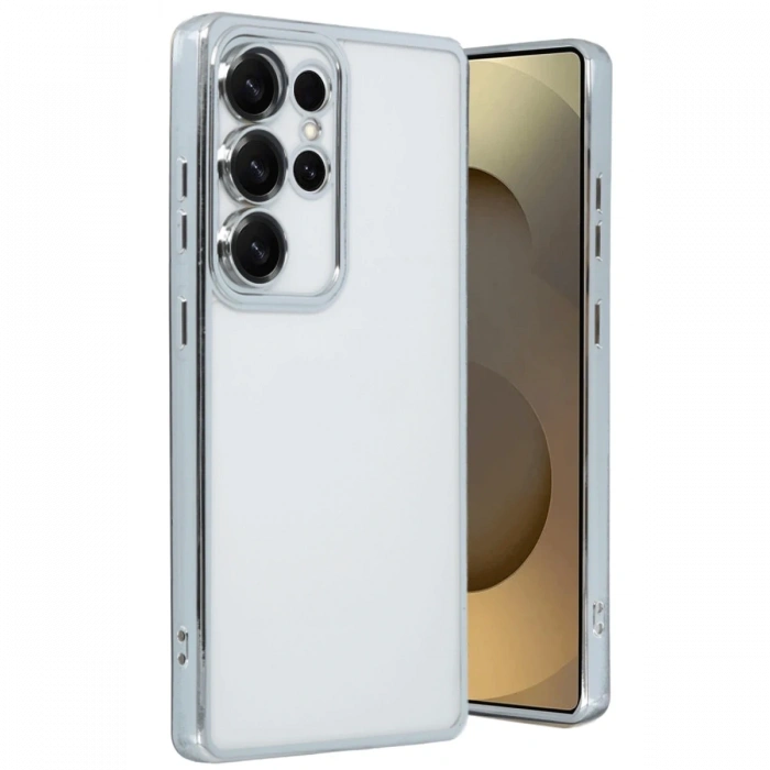 Newface Samsung Galaxy S25 Ultra Kılıf Razer Lensli Silikon - Gümüş