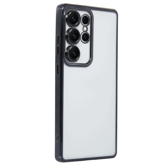 Newface Samsung Galaxy S25 Ultra Kılıf Razer Lensli Silikon - Siyah