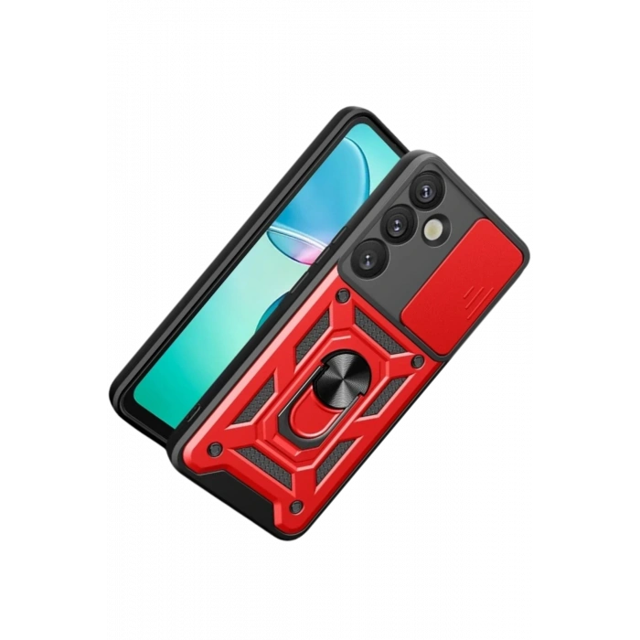 Newface Samsung Galaxy S26 Plus Pars Lens Yüzüklü Silikon - Kırmızı