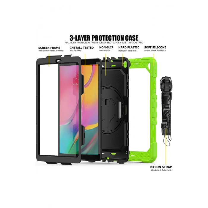 Newface Samsung Galaxy T510 Tab A 10.1 Kılıf Pars Tablet Kapak - Yeşil