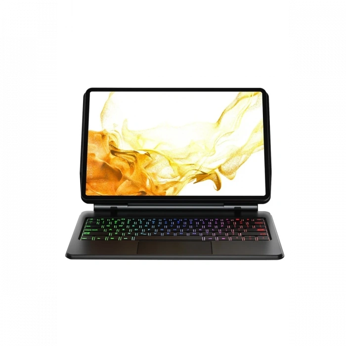 Newface Samsung Galaxy T870 Tab S7 11 Kılıf Eternal Ledli Klavyeli Tablet Kılıfı - Siyah