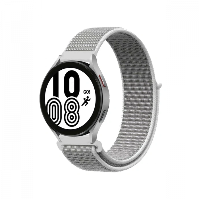 Newface Samsung Galaxy Watch 4 Hasırlı Cırtcırtlı Kordon - Beyaz