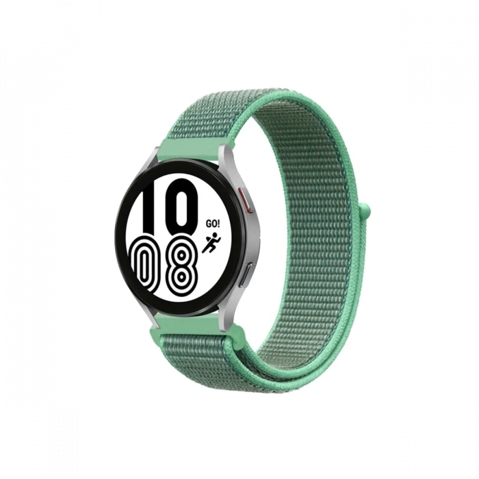 Newface Samsung Galaxy Watch 4 Hasırlı Cırtcırtlı Kordon - Turkuaz