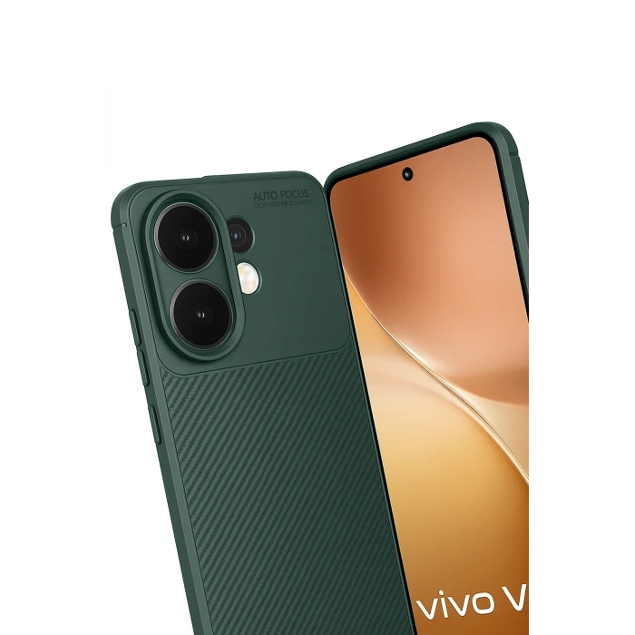 Newface Vivo V60 5G Auto Focus Karbon Kapak - Koyu Yeşil
