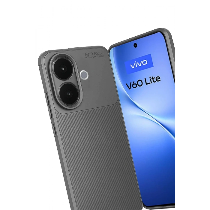 Newface Vivo V60 Lite Auto Focus Karbon Kapak - Gri
