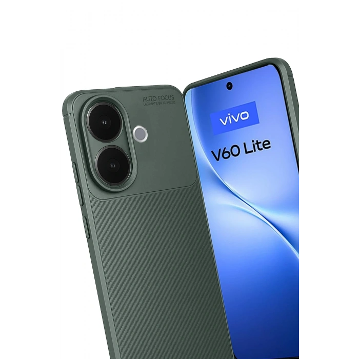 Newface Vivo V60 Lite Auto Focus Karbon Kapak - Koyu Yeşil