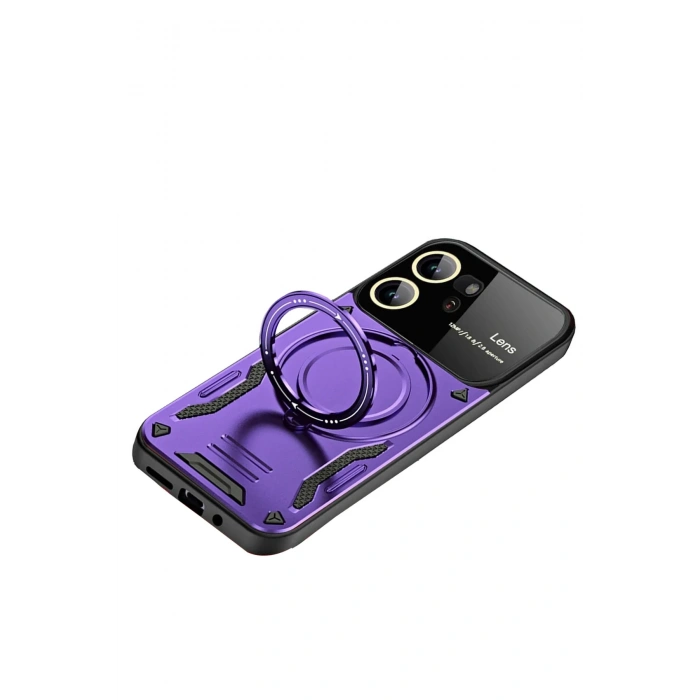 Newface Vivo Y16 Kılıf Joy Lens Standlı Kapak - Mor