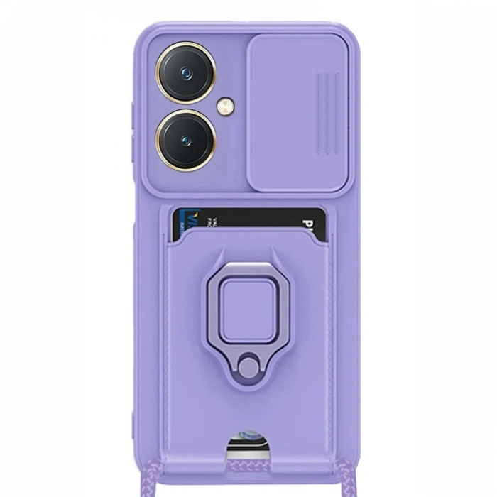 Newface Vivo Y27 Kılıf Zuma Kartvizitli Yüzüklü Silikon - Lila