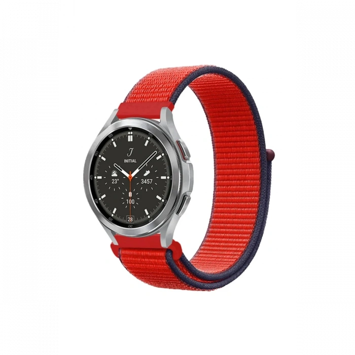 Newface Watch 22mm Hasırlı Cırtcırtlı Kordon - Kırmızı