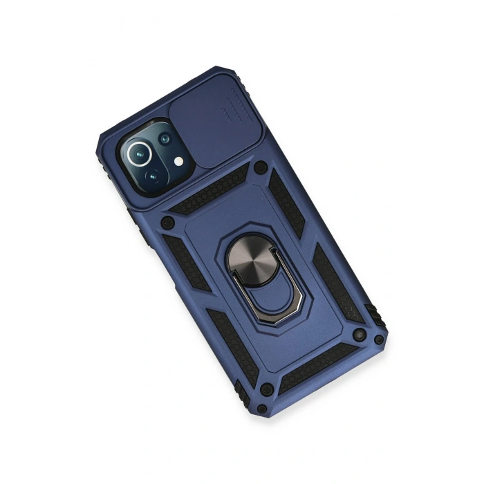 Newface Xiaomi Mİ 11 Lite Kılıf Pars Lens Yüzüklü Silikon - Lacivert