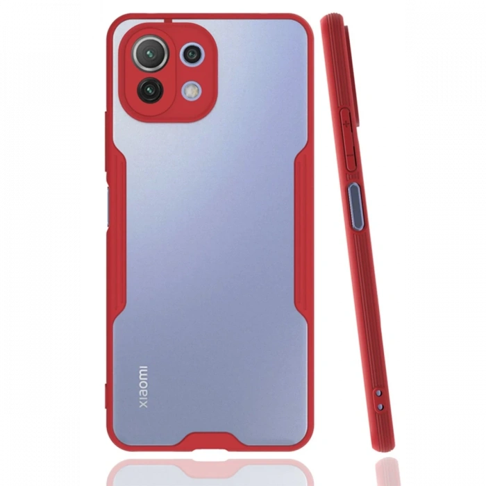 Newface Xiaomi Mİ 11 Lite Kılıf Platin Silikon - Kırmızı
