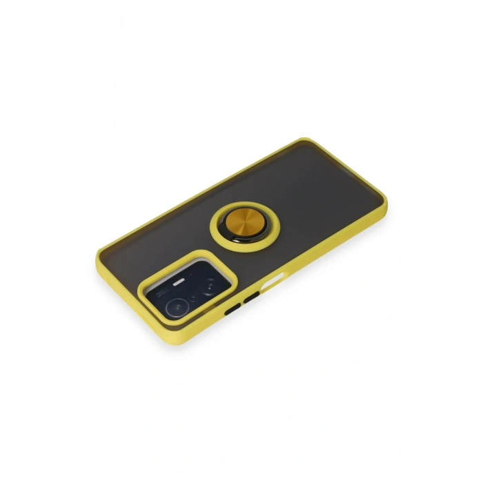 Newface Xiaomi Mi 11T Pro Kılıf Montreal Yüzüklü Silikon Kapak - Sarı