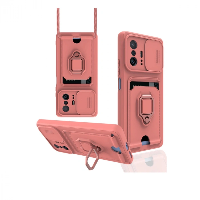 Newface Xiaomi Mi 11T Pro Kılıf Zuma Kartvizitli Yüzüklü Silikon - Pembe