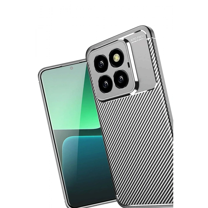 Newface Xiaomi Mi 14T Pro Kılıf Auto Focus Karbon Kapak - Gri