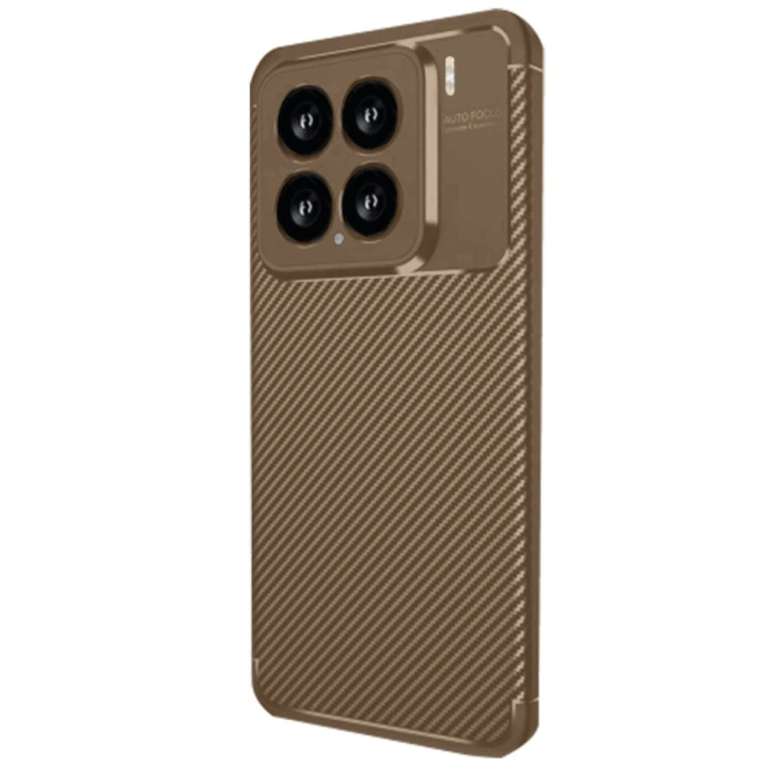 Newface Xiaomi Mi 15 Kılıf Auto Focus Karbon Kapak - Kahverengi