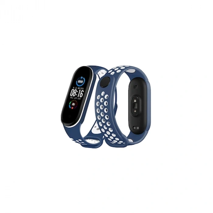 Newface Xiaomi Mi Band 7 Spor Delikli Kordon - Lacivert-Beyaz