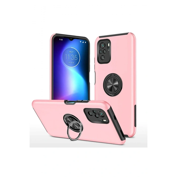 Newface Xiaomi Poco F3 Kılıf Elit Yüzüklü Kapak - Pembe