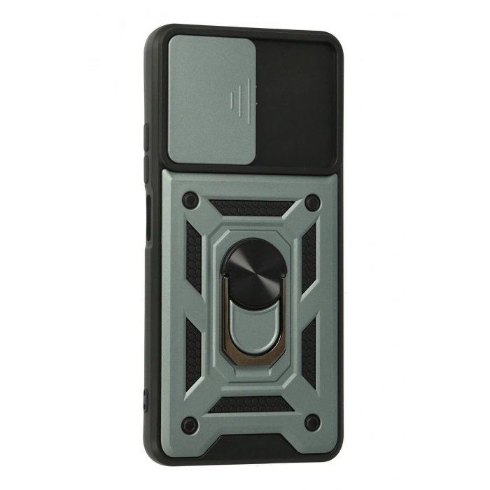 Newface Xiaomi Poco F3 Kılıf Pars Lens Yüzüklü Silikon - Yeşil