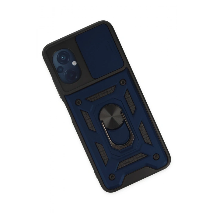 Newface Xiaomi Poco M5 Kılıf Pars Lens Yüzüklü Silikon - Lacivert