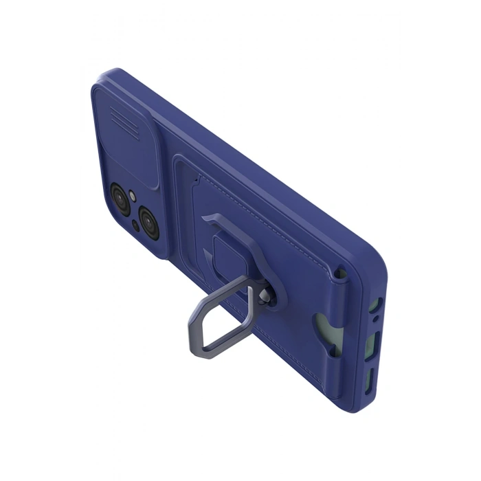 Newface Xiaomi Poco M5 Kılıf Zuma Kartvizitli Yüzüklü Silikon - Lacivert