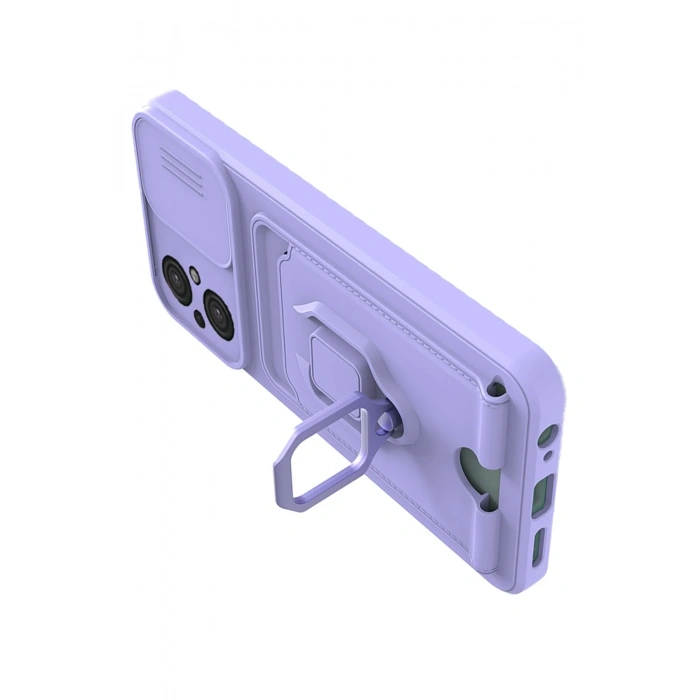 Newface Xiaomi Poco M5 Kılıf Zuma Kartvizitli Yüzüklü Silikon - Lila