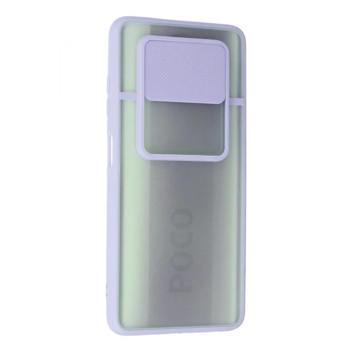 Newface Xiaomi Pocophone X3 Kılıf Palm Buzlu Kamera Sürgülü Silikon - Lila