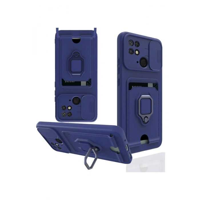 Newface Xiaomi Redmi 10C Kılıf Zuma Kartvizitli Yüzüklü Silikon - Lacivert