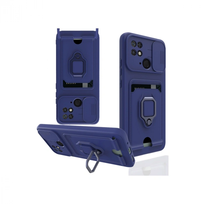 Newface Xiaomi Redmi 10C Kılıf Zuma Kartvizitli Yüzüklü Silikon - Lacivert