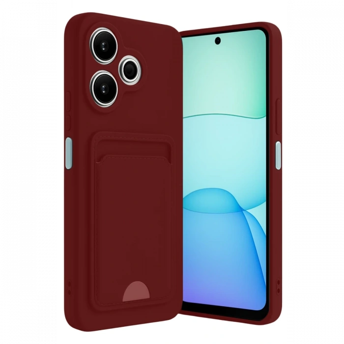 Newface Xiaomi Redmi 13 4G Kılıf Kelvin Kartvizitli Silikon - Bordo