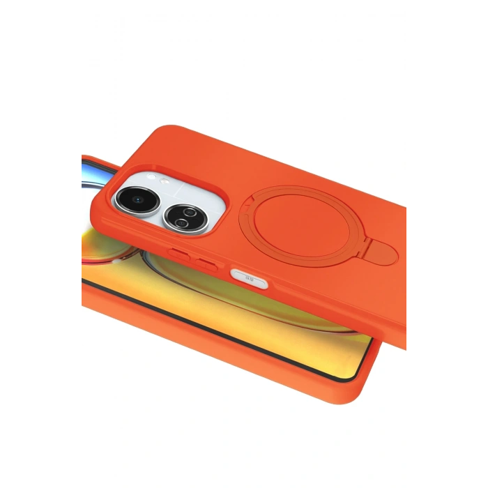 Newface Xiaomi Redmi 13C Regal Magsafe Standlı Kapak - Turuncu