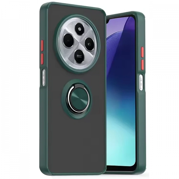 Newface Xiaomi Redmi 14C Kılıf Montreal Yüzüklü Silikon Kapak - Yeşil