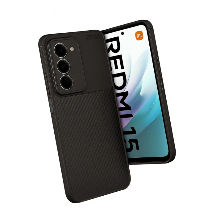 Newface Xiaomi Redmi 15 4G Auto Focus Karbon Kapak - Siyah