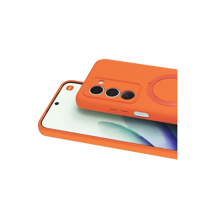 Newface Xiaomi Redmi 15 4G Regal Magsafe Standlı Kapak - Turuncu